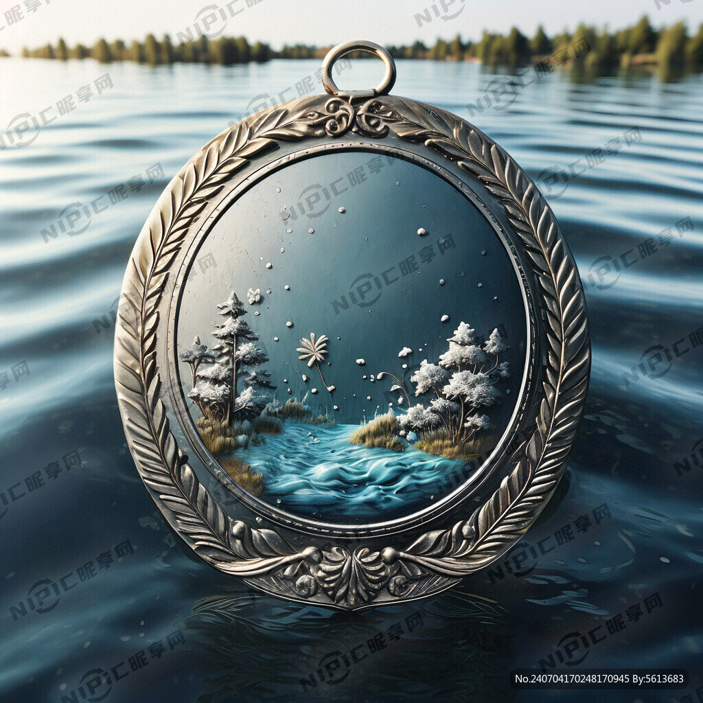 湖水边框奖牌