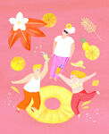 夏日人物插画         