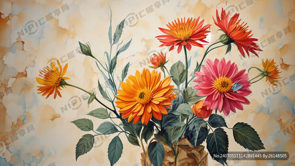 蜡笔画 儿童画 花草