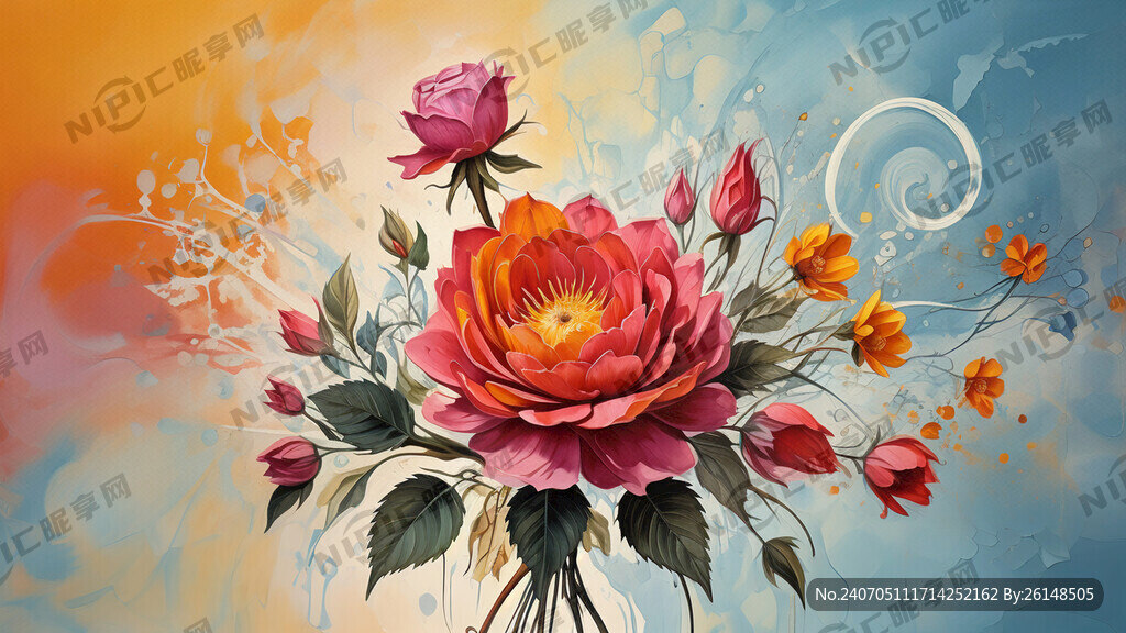 蜡笔画 儿童画 花草 卡通