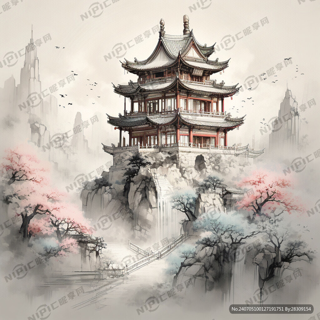 黄鹤楼 简化 素描图