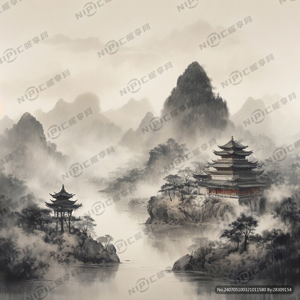 风景画 素描图