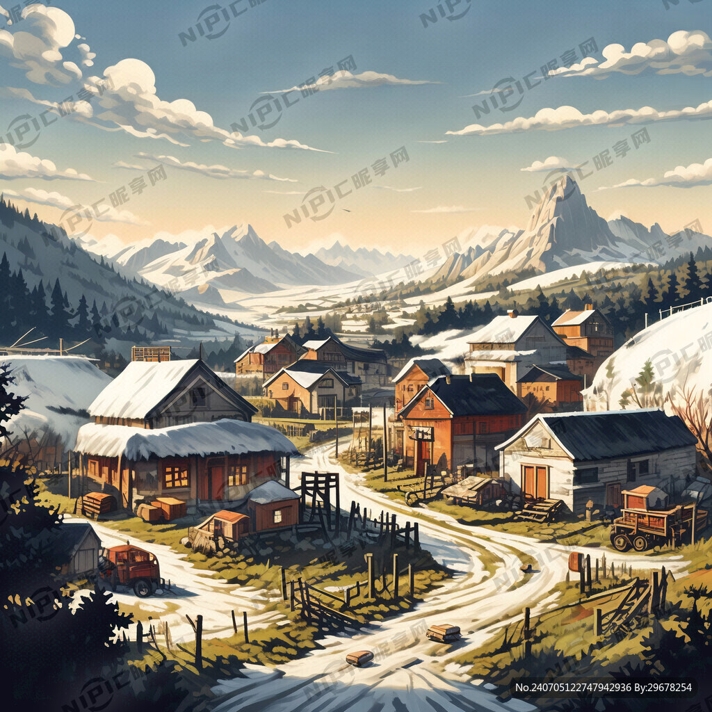 东北农村简笔画