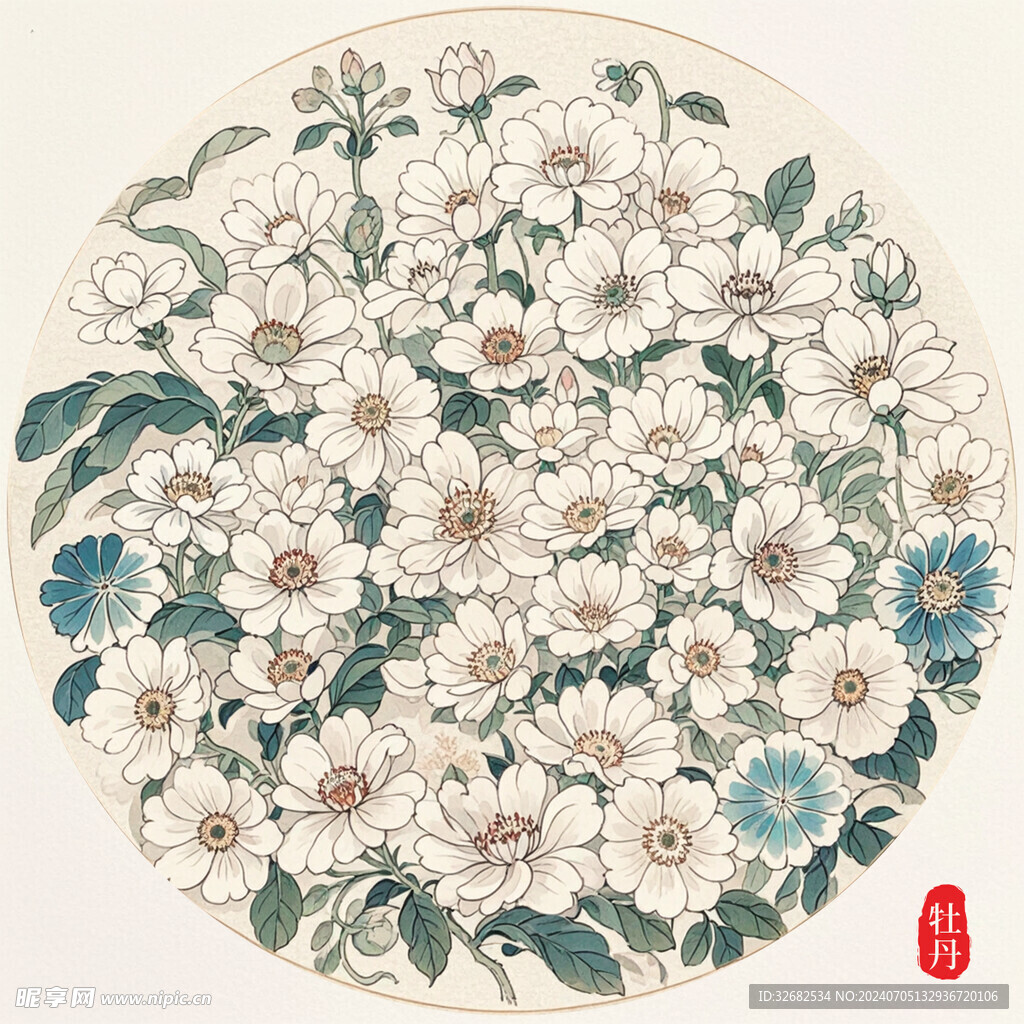 中国风花朵传统图案中式纹样