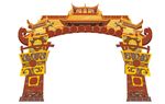 门头 拱门 美陈 建筑 插画 
