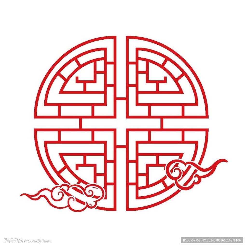圆形云纹装饰窗花
