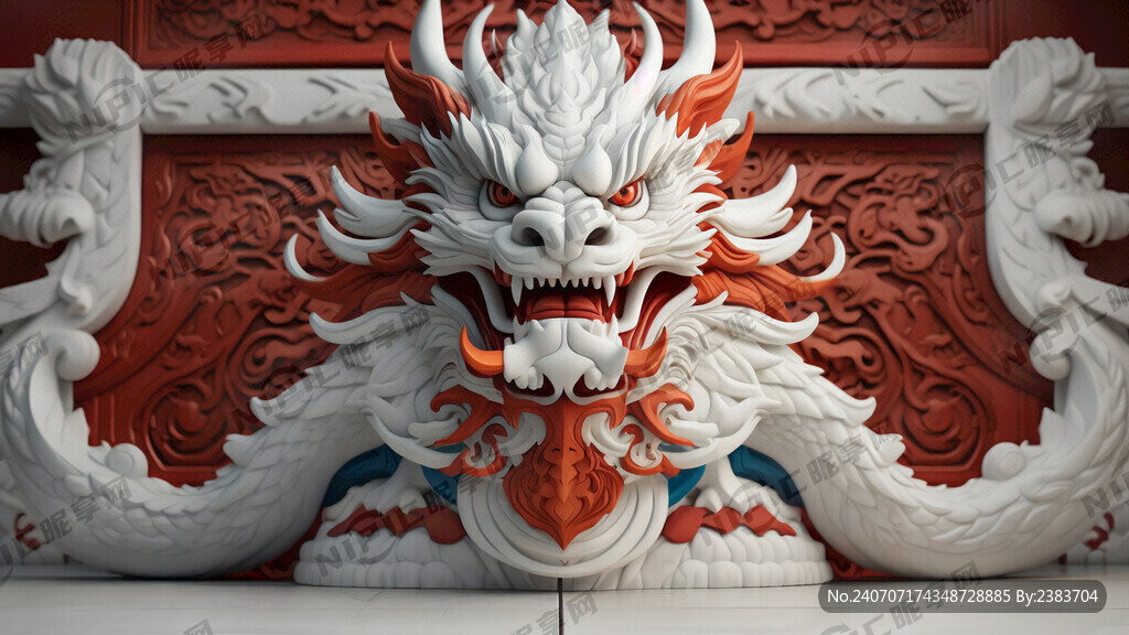 白色龙王 门神 3D头像 卡通