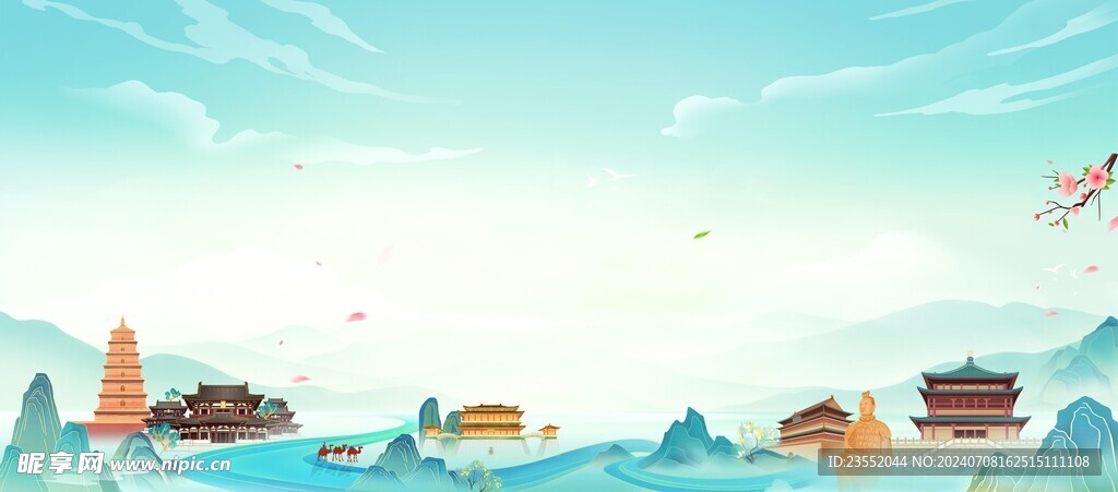 陕西西安名胜古迹中国风背景
