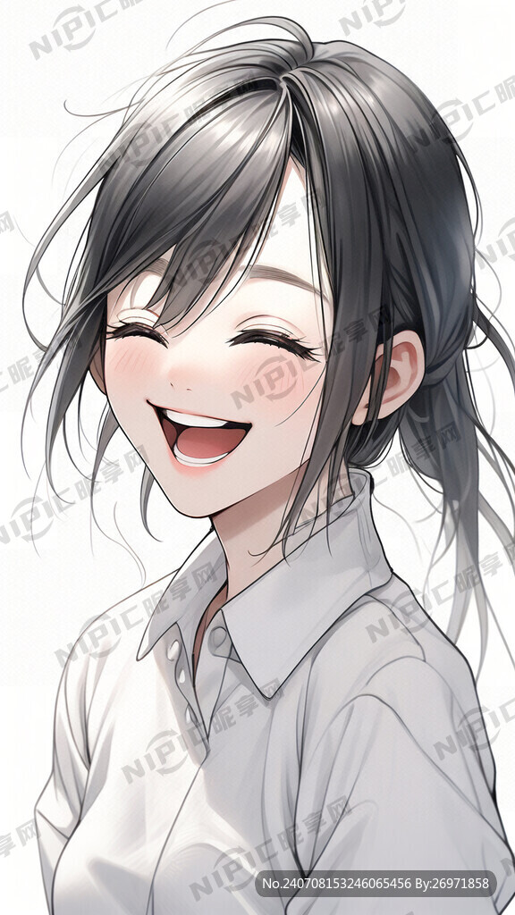 女孩 黑发 露齿笑 现代装