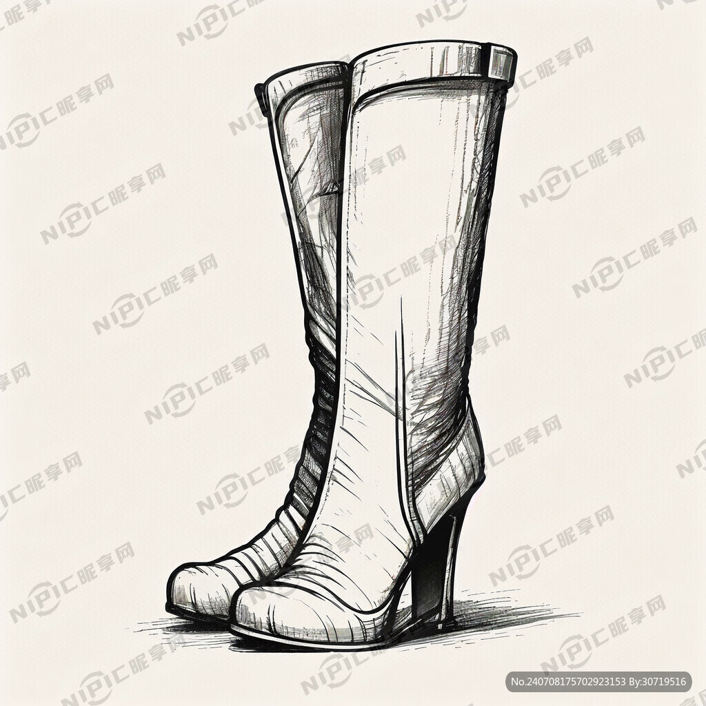 长筒靴 简笔画 侧面
