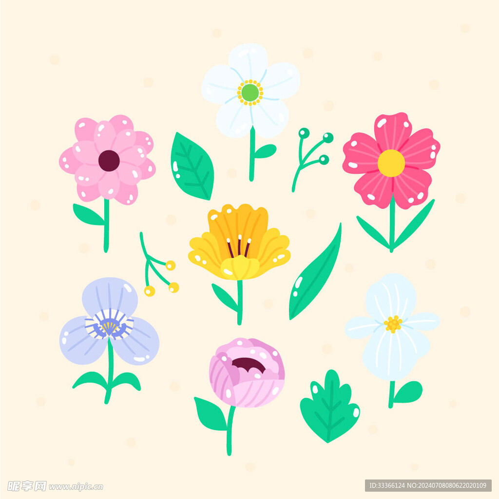 卡通花草