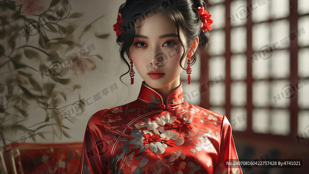 现代美女旗袍