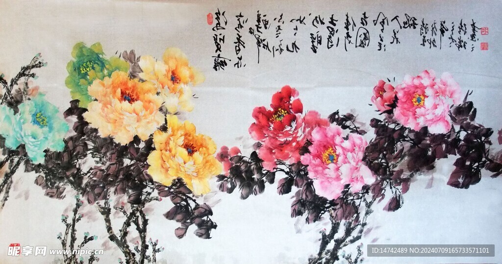 牡丹水墨画