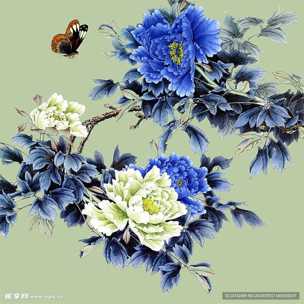 水墨牡丹花