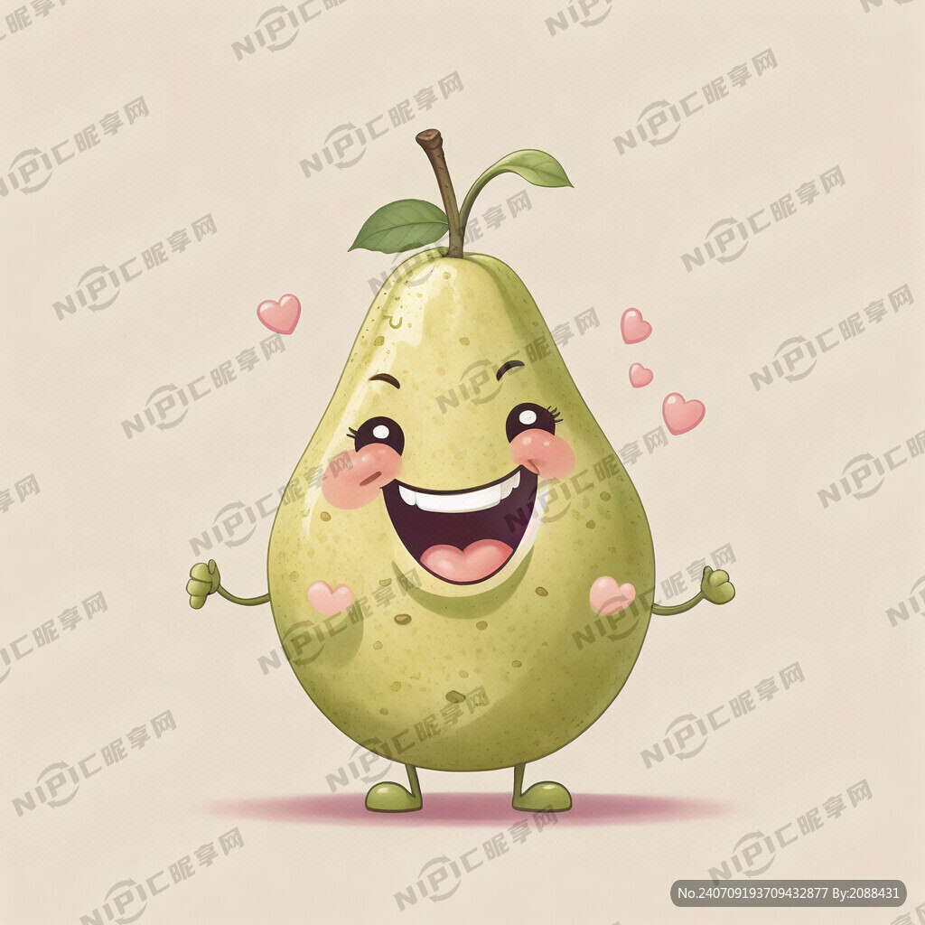 梨 可爱 卡通 甜蜜的笑