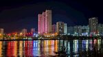 拱桥会昌夜景桥光影水波纹