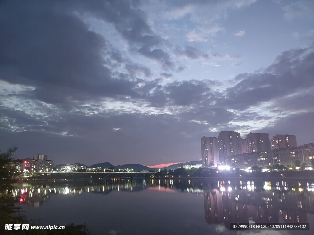 城市风光夜景大楼大湾区