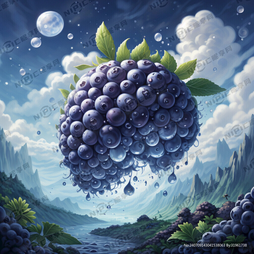 蓝莓 晶莹剔透 梦幻 二次元