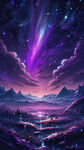 星空 紫色 极光 背景