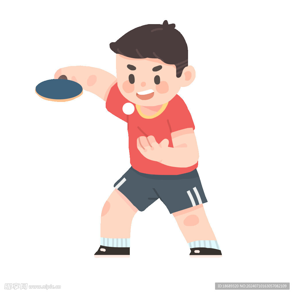 体育健身乒乓球插画社区免扣