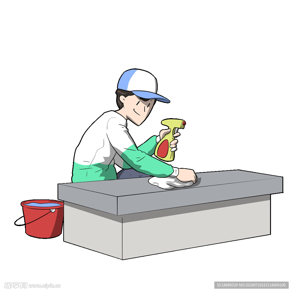 卫生消毒行业插画社区免抠