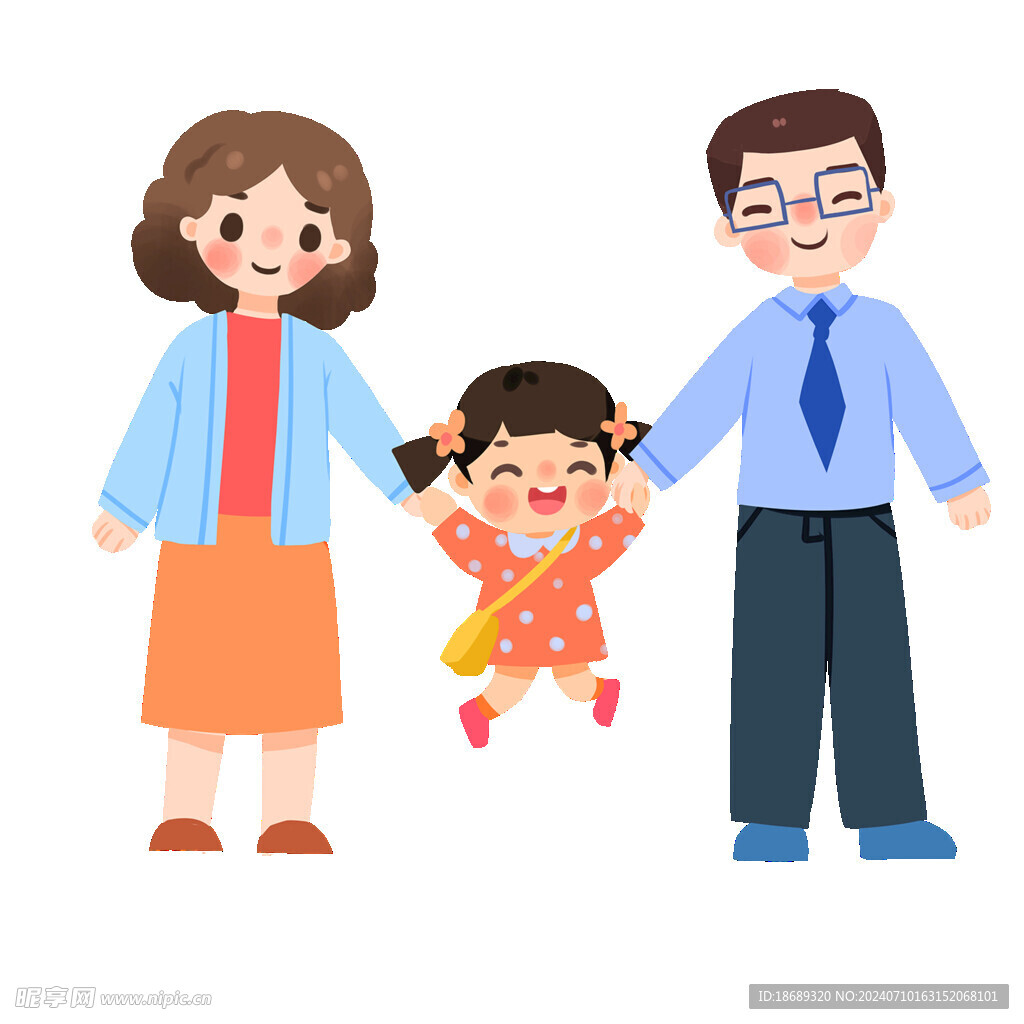 和谐家庭 尊老爱幼插画社区免抠