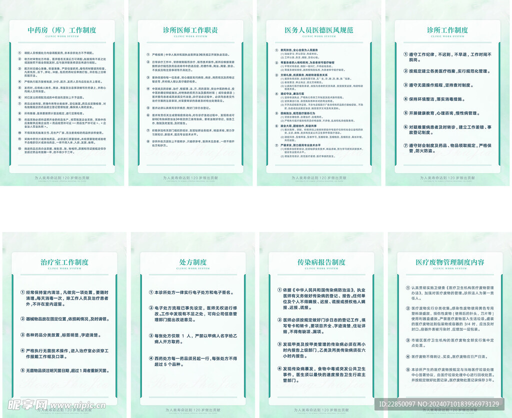 中医诊所制度牌海报一批