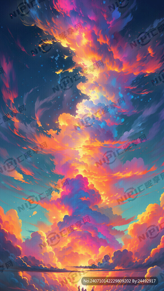 多彩的云 焕发多彩的金光