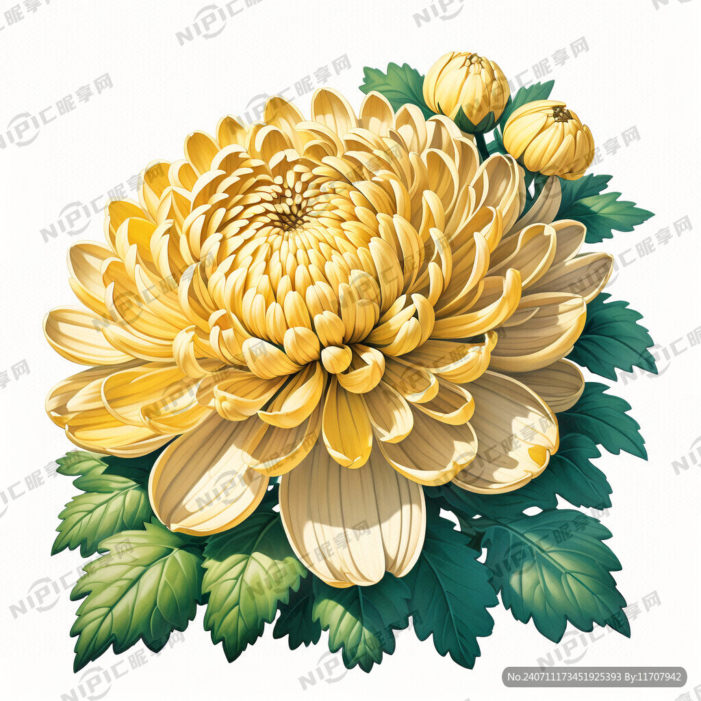黄色菊花 绿叶