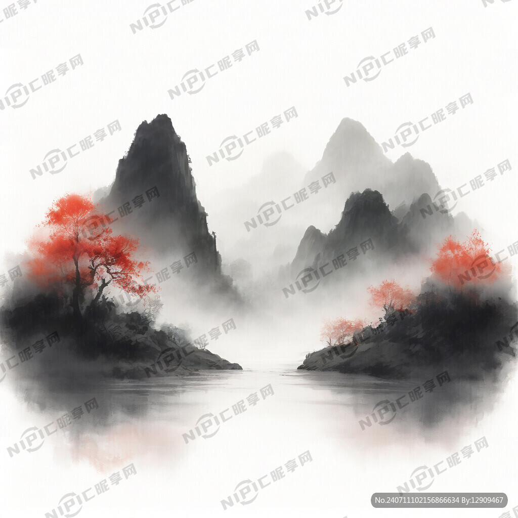 山谷 中国风 中国画 山水