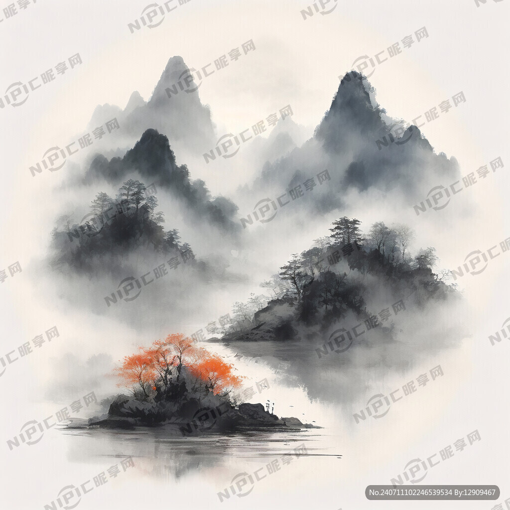 山谷 中国风 中国画 山水
