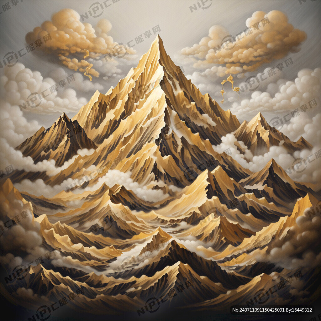 山、描金