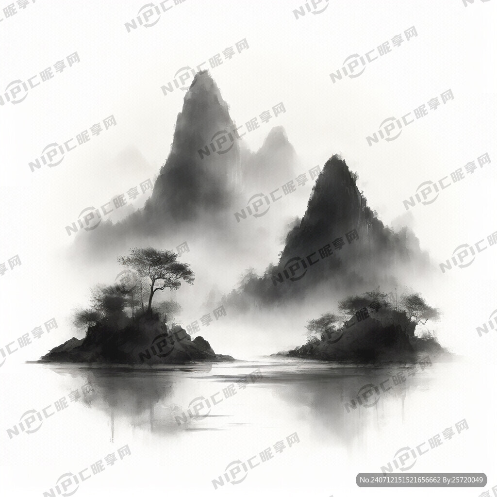 山谷 中国风 中国画 山水