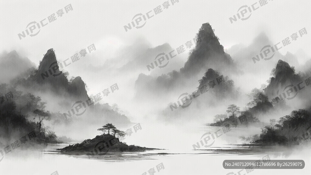 山谷 中国风 中国画 山水