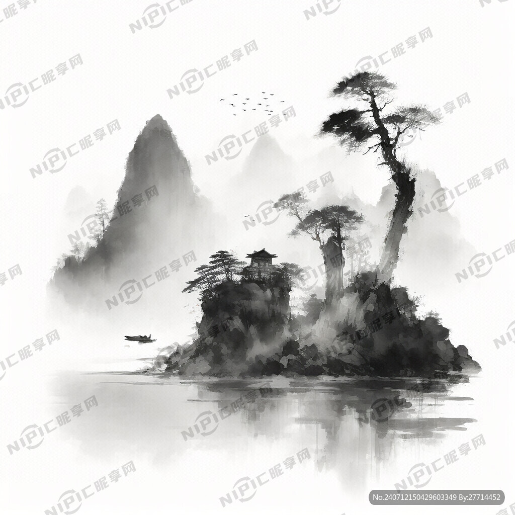 水墨画 二次元 中国山水