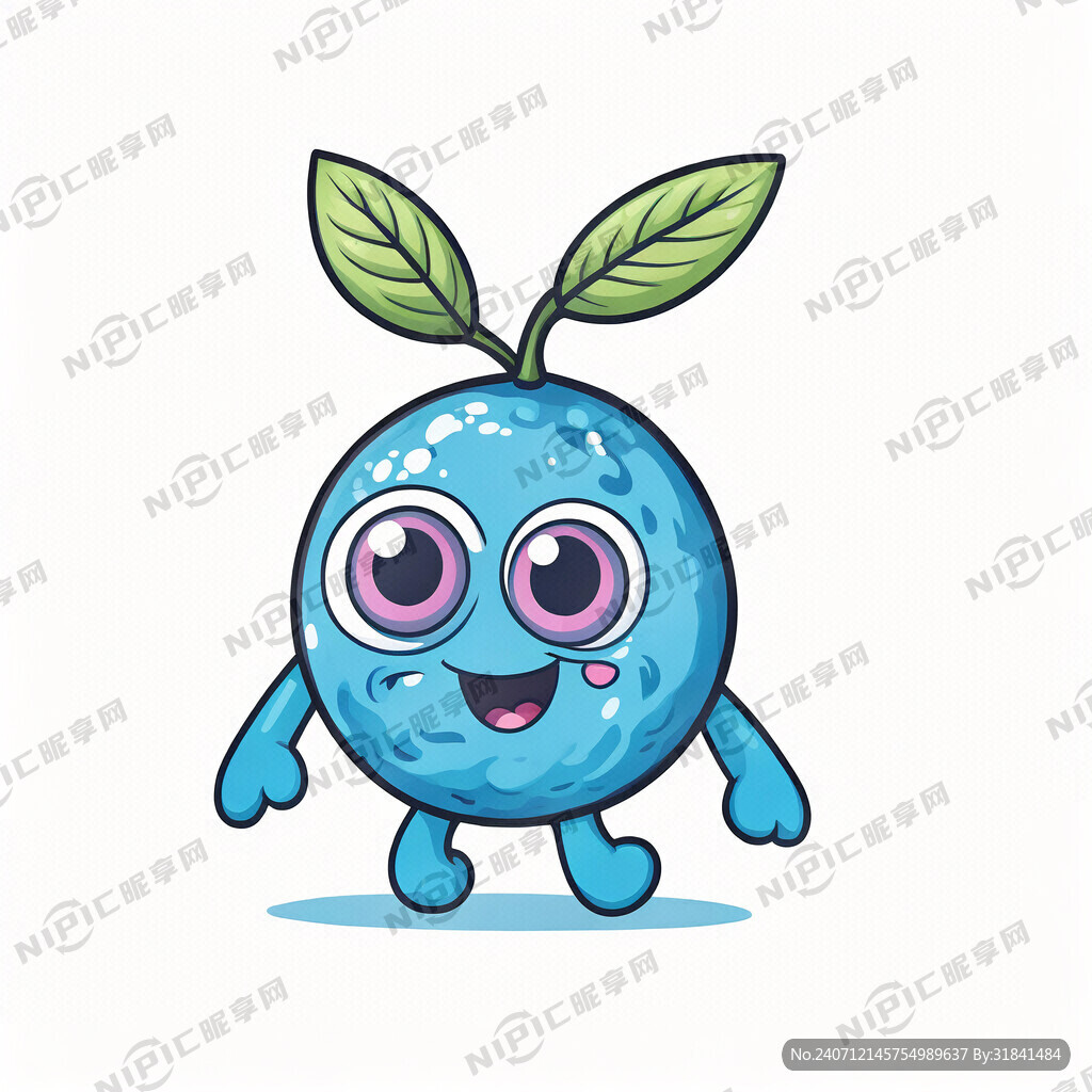蓝莓果卡通图 二维卡通 蓝色