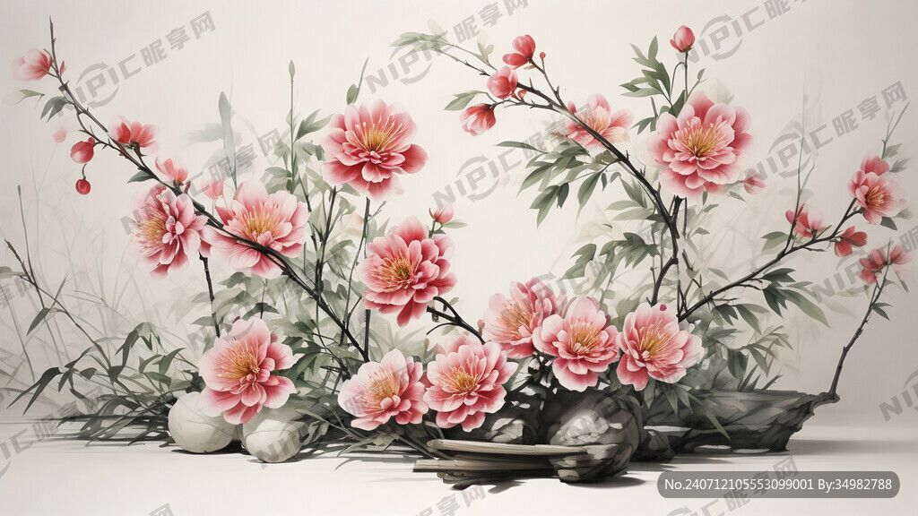 梅 兰 竹 菊 白底