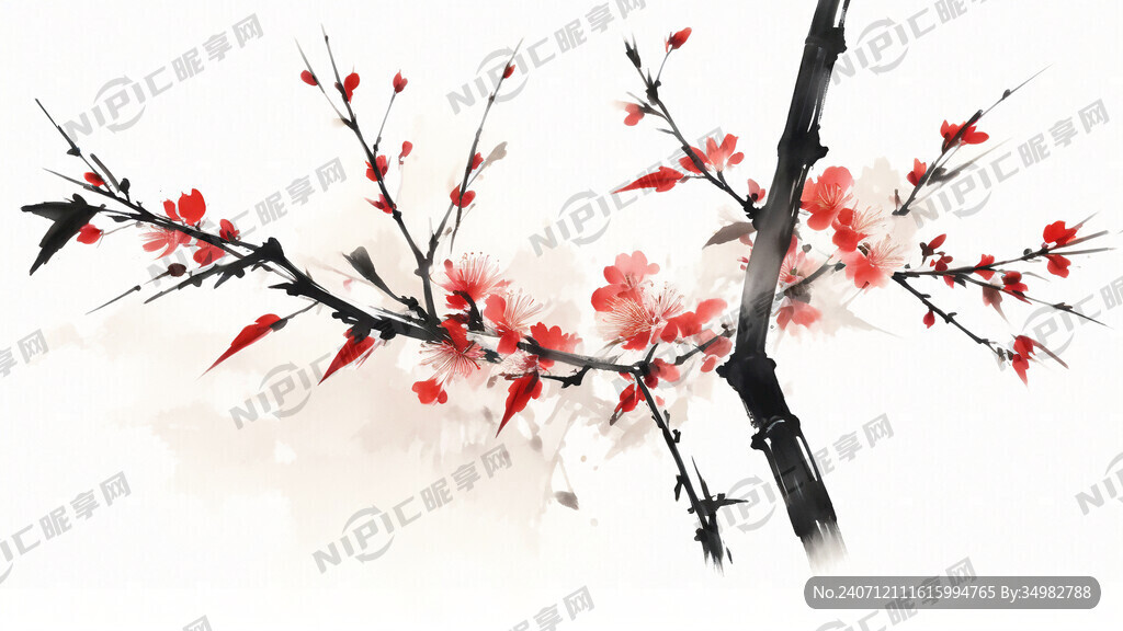 梅花 竹 水墨 抽象 超现实