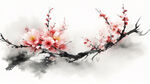 梅花，抽象，超现实，白底