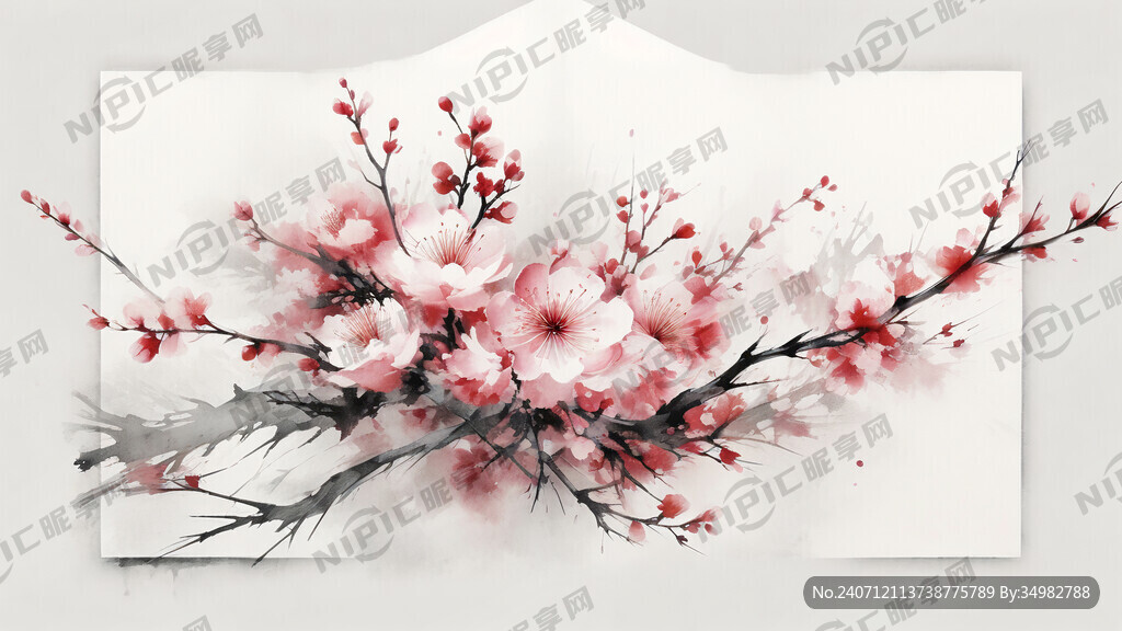 梅花 抽象 超现实 白底