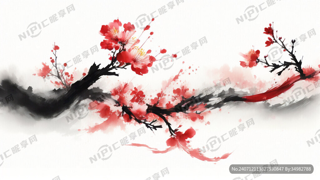 梅花 抽象 超现实 白底