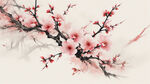 梅花，抽象，中国画，白底