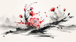 花，水墨，中国画，抽象，白底