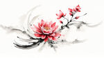 花，水墨，中国画，抽象，白底