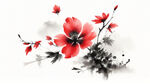 花，水墨，中国画，抽象，白底