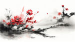 花，水墨，中国画，抽象，白底