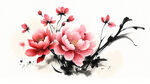 花，水墨，中国画，抽象，白底