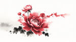 花，水墨，中国画，抽象，白底