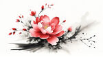 花，水墨，中国画，抽象，白底