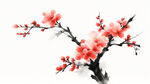梅，水墨，中国画，抽象，白底
